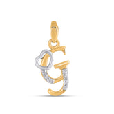 G Letter Initial with Heart 10K Yellow Gold & Diamond Pendant